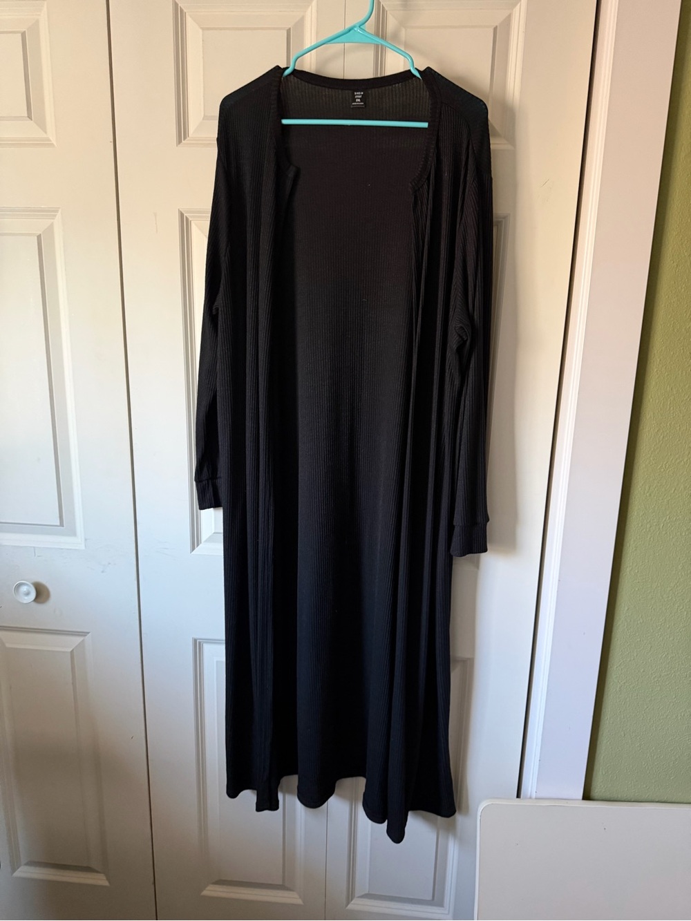 SHEIN Black Ribbed Open-Front Cardigan